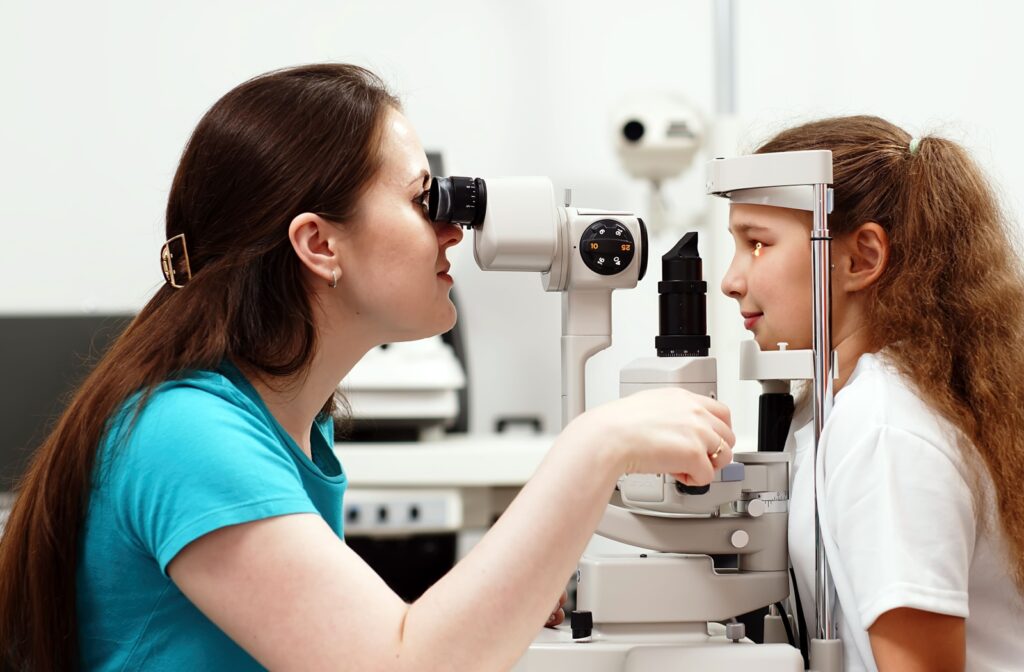 A child undergoing an eye exam.